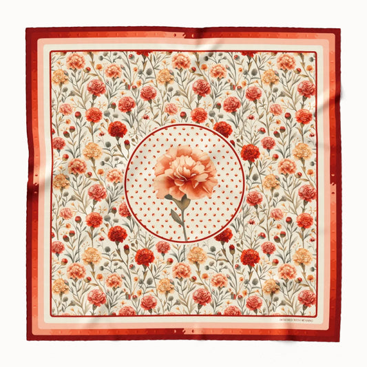 Carnation Flower Silk Scarf 90, Designed With Meaning