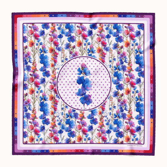 Larkspur Flower Silk Scarf 90, Designed With Meaning