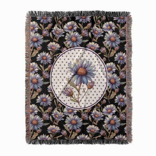 Aster Flower Woven Throw Blanket, In Bloom Collection, Designed With Meaning