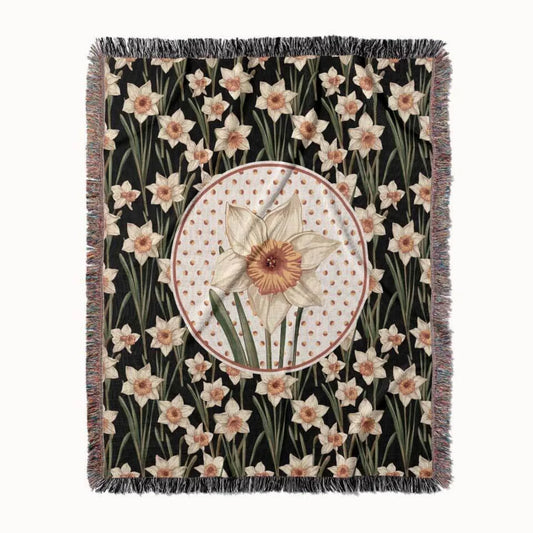 Narcissus Flower Woven Throw Blanket, In Bloom Collection, Designed With Meaning