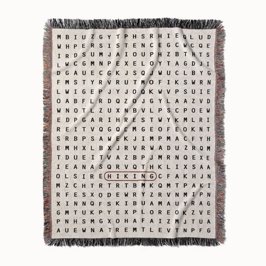 Hiking Word Search Studio Woven Throw Blanket, Designed With Meaning