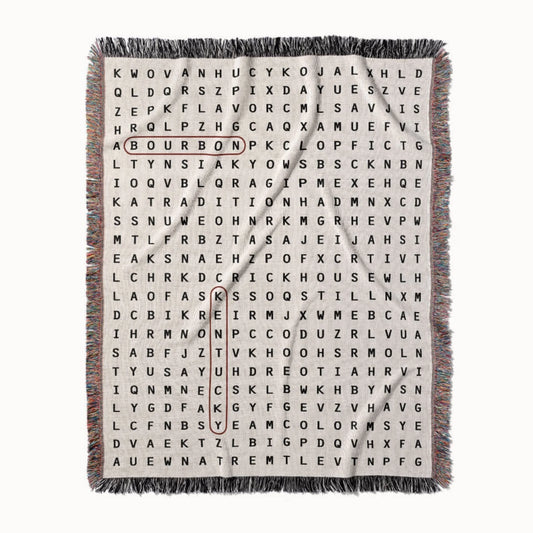 Bourbon Word Search Studio Woven Throw Blanket, Designed With Meaning