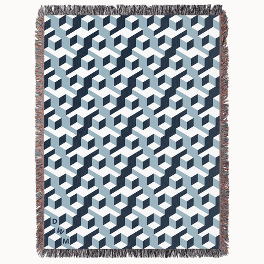 Aligned Designer Woven Throw Blanket, Slate and Glacier, Personalized Gift, Designed With Meaning
