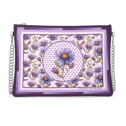 Aster Flower Zip Crossbody, Leather Handbag, Designed With Meaning