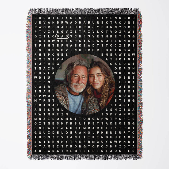 Dad Word Search Woven Blanket