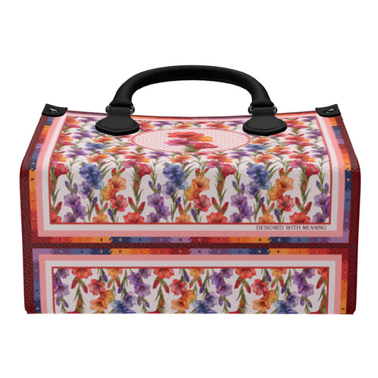 Gladiolus Flower Mini Shopper, Leather Handbag, Designed With Meaning