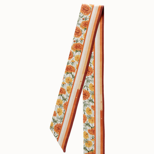 Marigold Flower Silk Ribbon Scarf, Designed With Meaning
