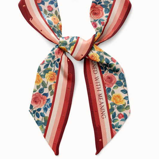 Rose Flower Silk Ribbon Scarf, Designed With Meaning