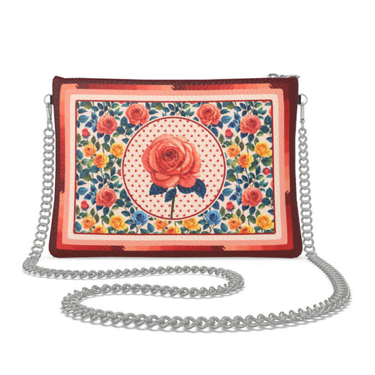 Rose Flower Zip Crossbody, Leather Handbag, Designed With Meaning