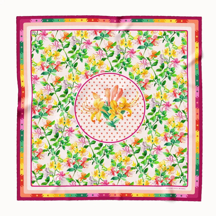 June Honeysuckle Birth Flower Silk Scarf 90, Designed With Meaning