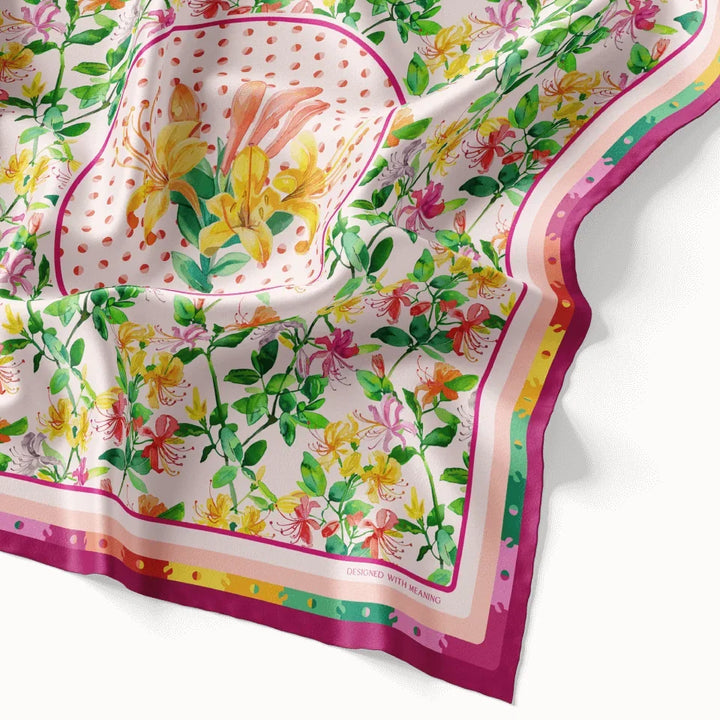 June Honeysuckle Birth Flower Silk Scarf 90, Designed With Meaning