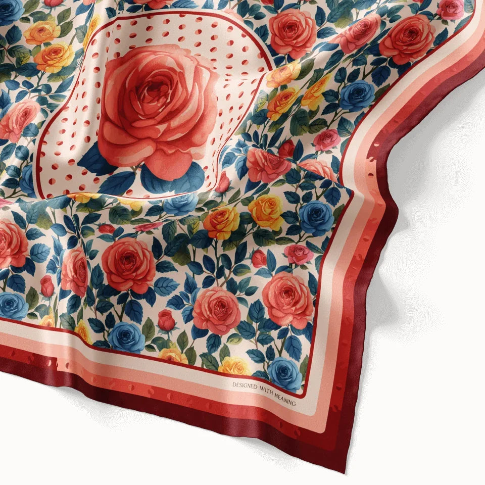 June Rose Birth Flower Silk Scarf 90, Designed With Meaning