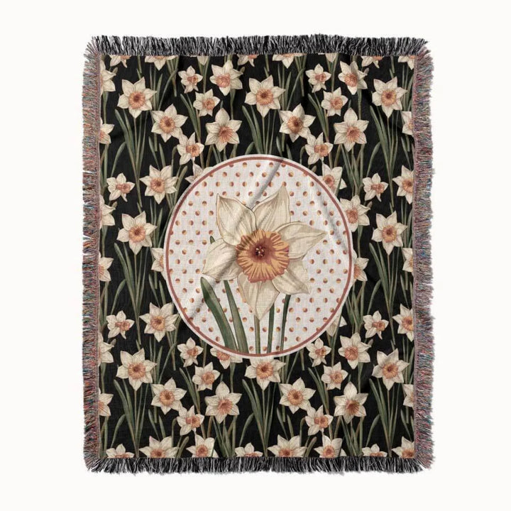 Narcissus Flower Woven Throw Blanket, In Bloom Collection, Designed With Meaning