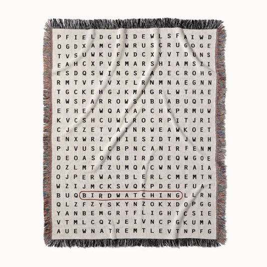 Birdwatching Word Search Studio Woven Throw Blanket, Designed With Meaning