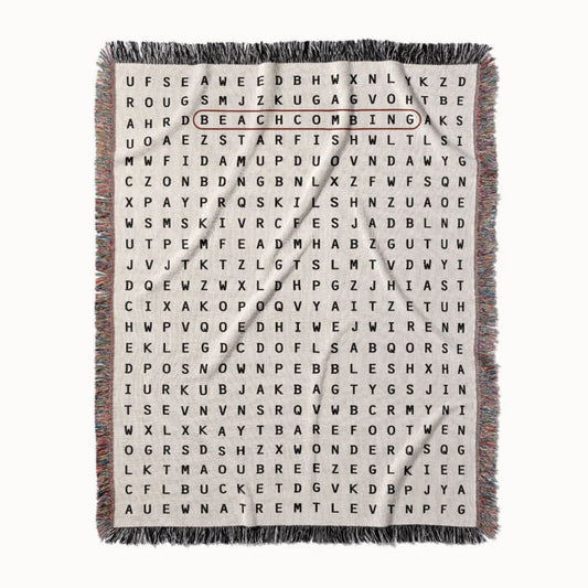 Beachcombing Word Search Studio Woven Throw Blanket, Designed With Meaning