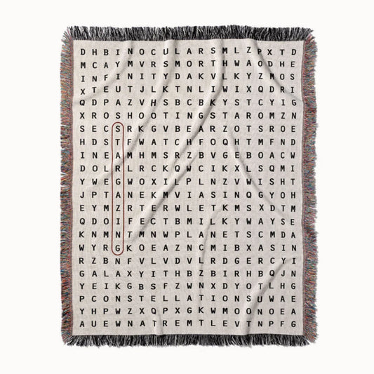 Stargazing Word Search Studio Woven Throw Blanket, Designed With Meaning