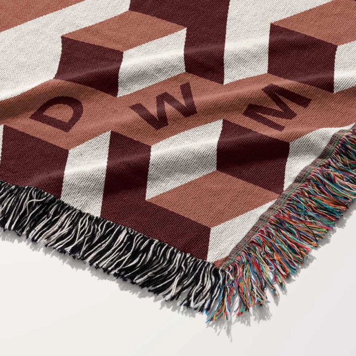 Aligned Designer Woven Throw Blanket, Clay and Garnet, Personalized Gift, Designed With Meaning