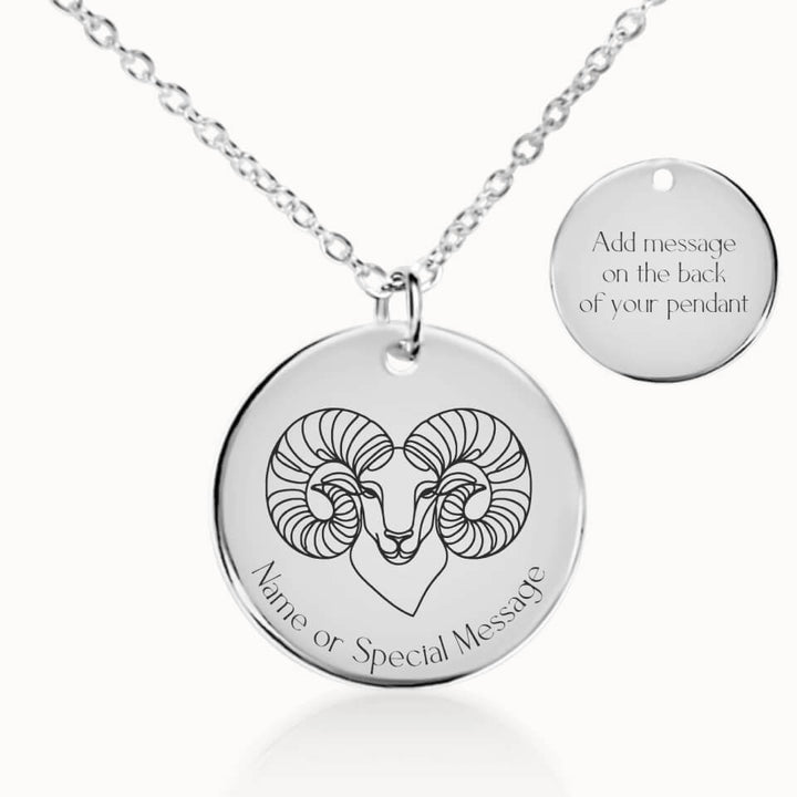 Classic Aries Zodiac Necklace in Silver, Personalized Gift, Designed With Meaning