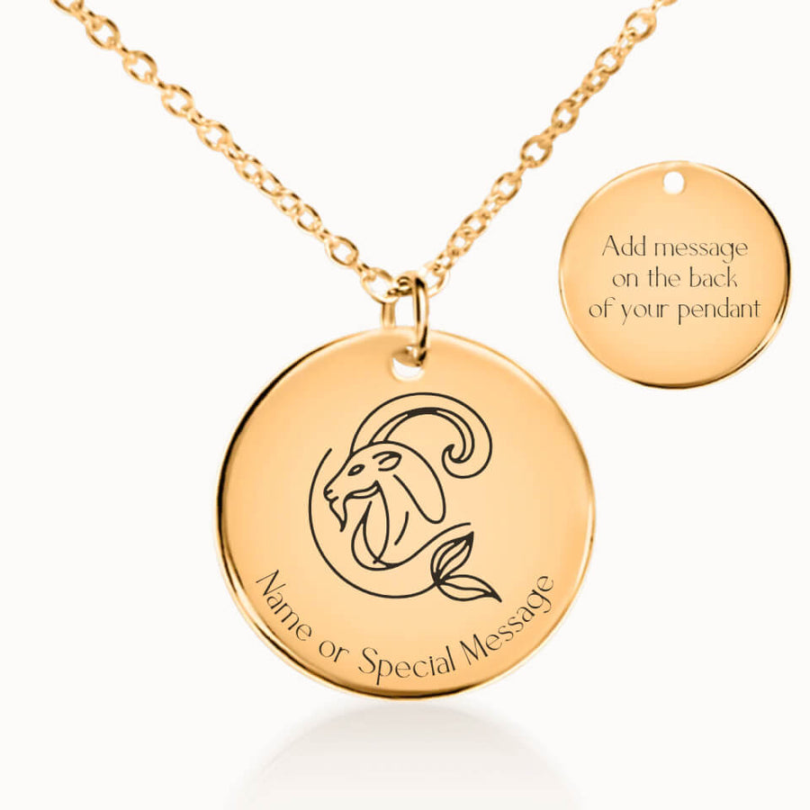 Classic Capricorn Zodiac Necklace in Gold, Personalized Gift, Designed With Meaning