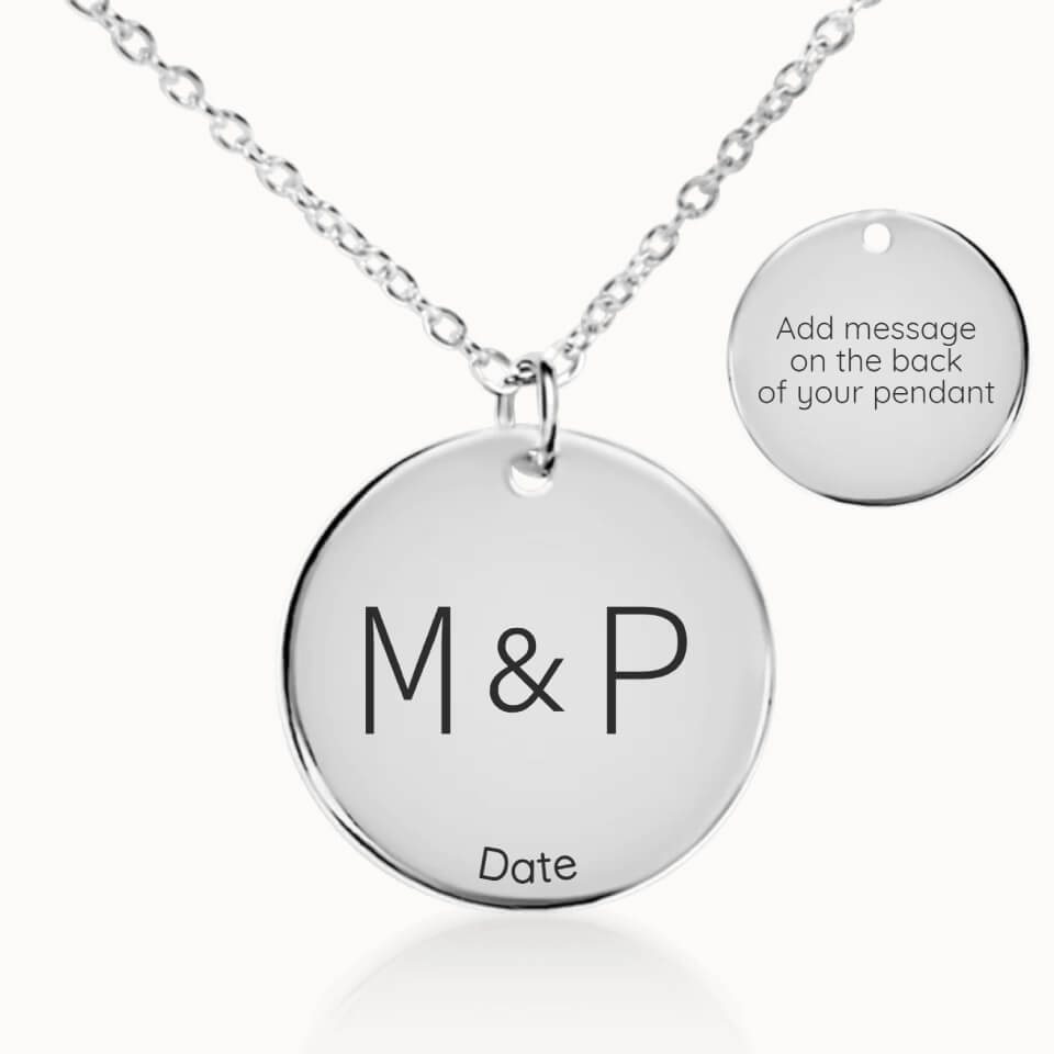 Classic Couple Initials and Date Necklace in Silver, Personalized Anniversary Gift for Girlfriend, Designed With Meaning