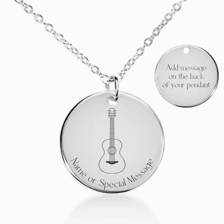 Classic Guitar Necklace in Silver, Personalized Gift, Designed With Meaning