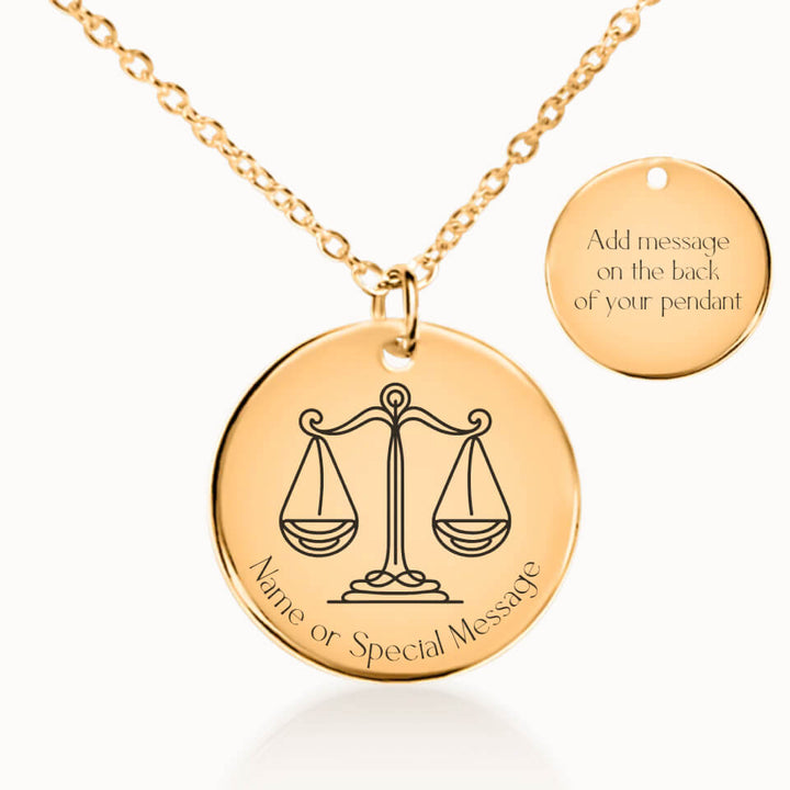 Classic Libra Zodiac Necklace in Gold, Personalized Gift, Designed With Meaning