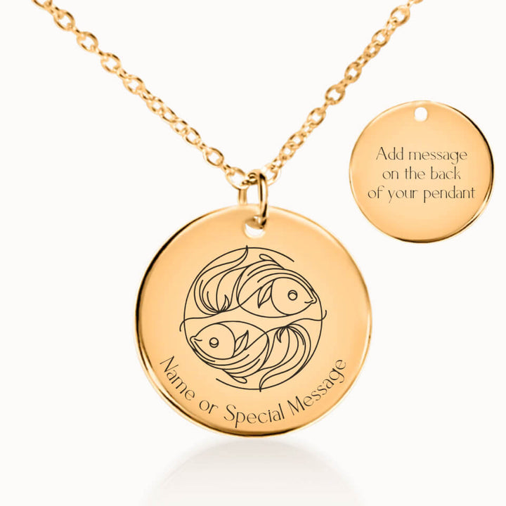 Classic Pisces Zodiac Necklace in Gold, Personalized Gift, Designed With Meaning