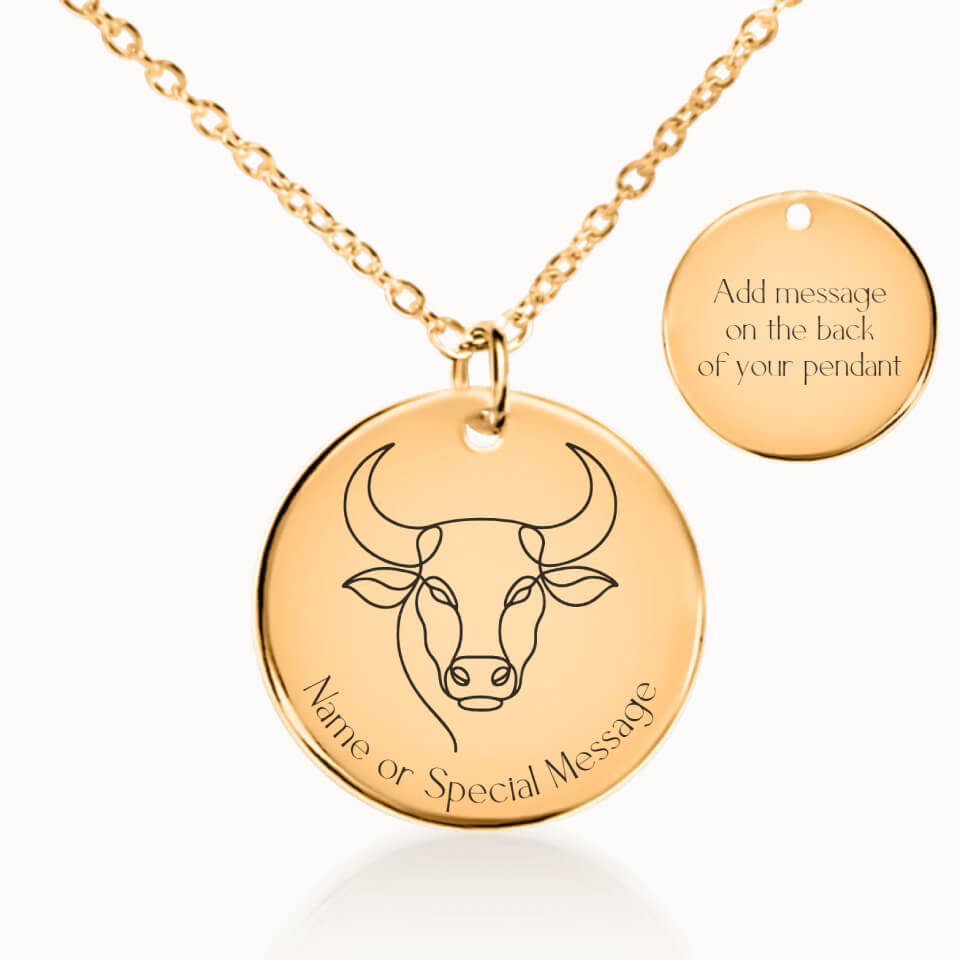 Classic Taurus Zodiac Necklace in Gold, Personalized Gift, Designed With Meaning