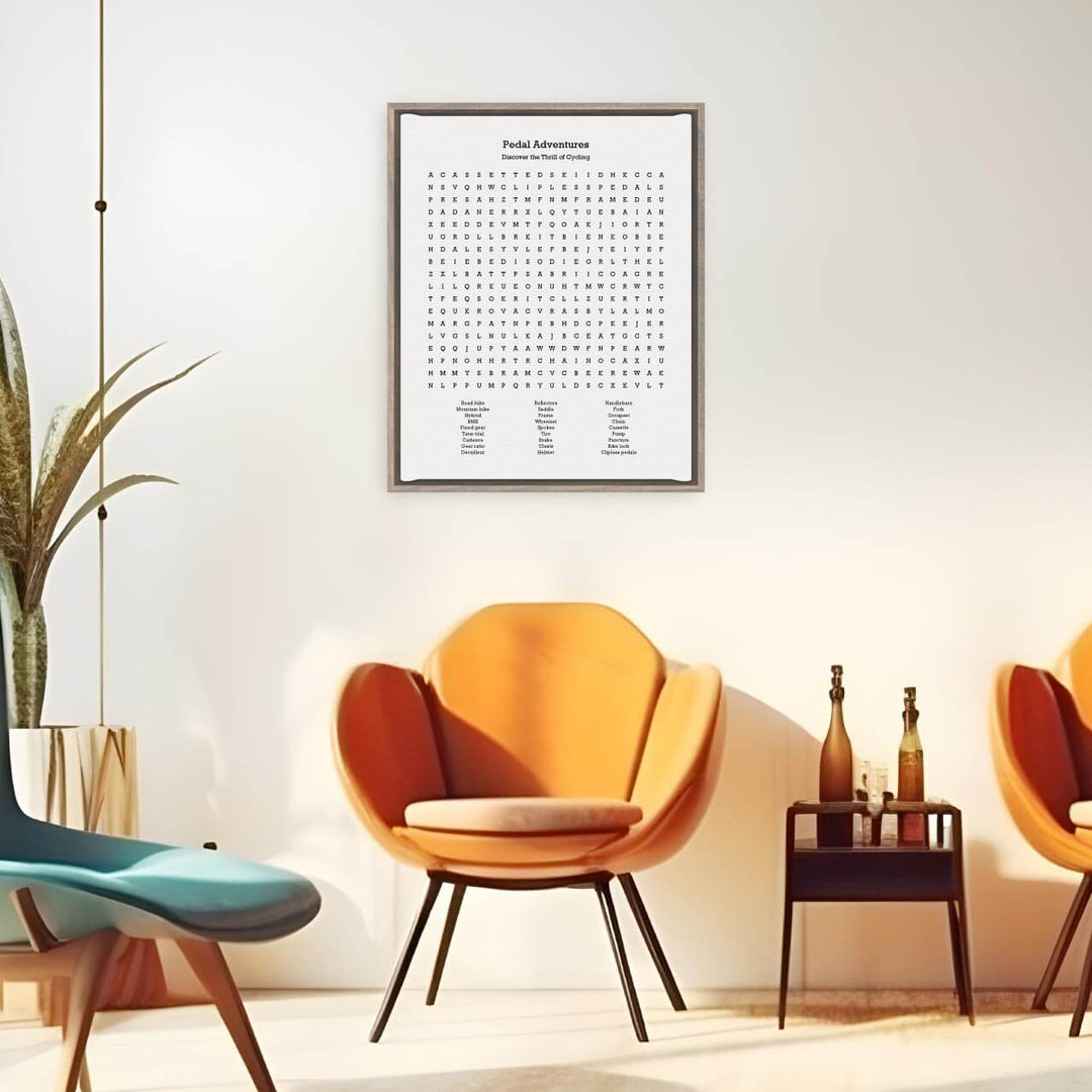 Custom Cycling Word Search Art Print, Styled#color-finish_gray-floater-frame