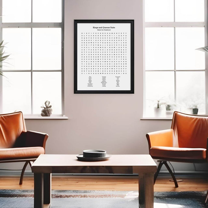 Custom Chess Word Search Art Print, Styled#color-finish_black-beveled-frame