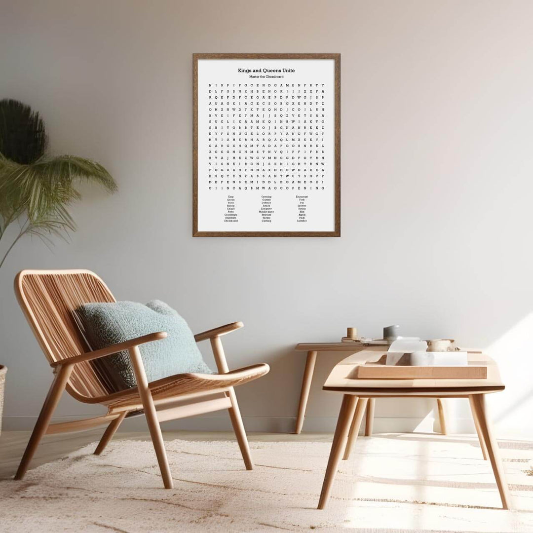 Custom Chess Word Search Art Print, Styled#color-finish_walnut-thin-frame