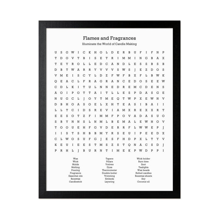 Custom Candle Making Word Search Art Print#color-finish_black-thin-frame