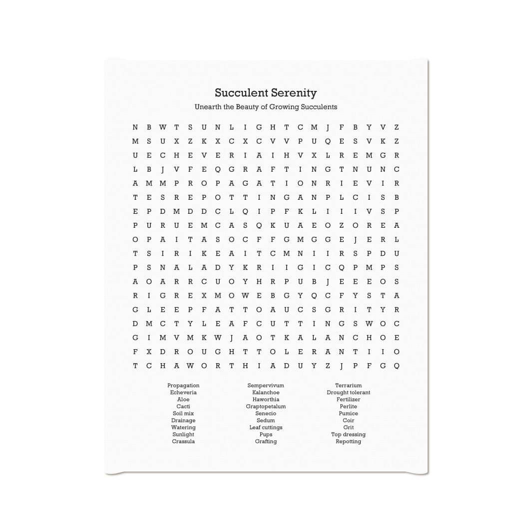 Custom Succulent Word Search Art Print#color-finish_wrapped-canvas
