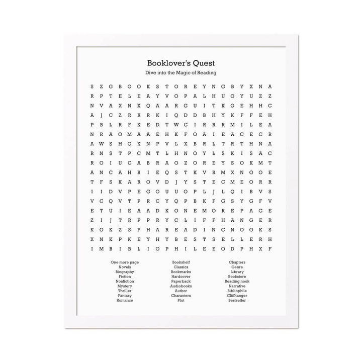 Custom Book Worm Word Search Art Print#color-finish_white-thin-frame