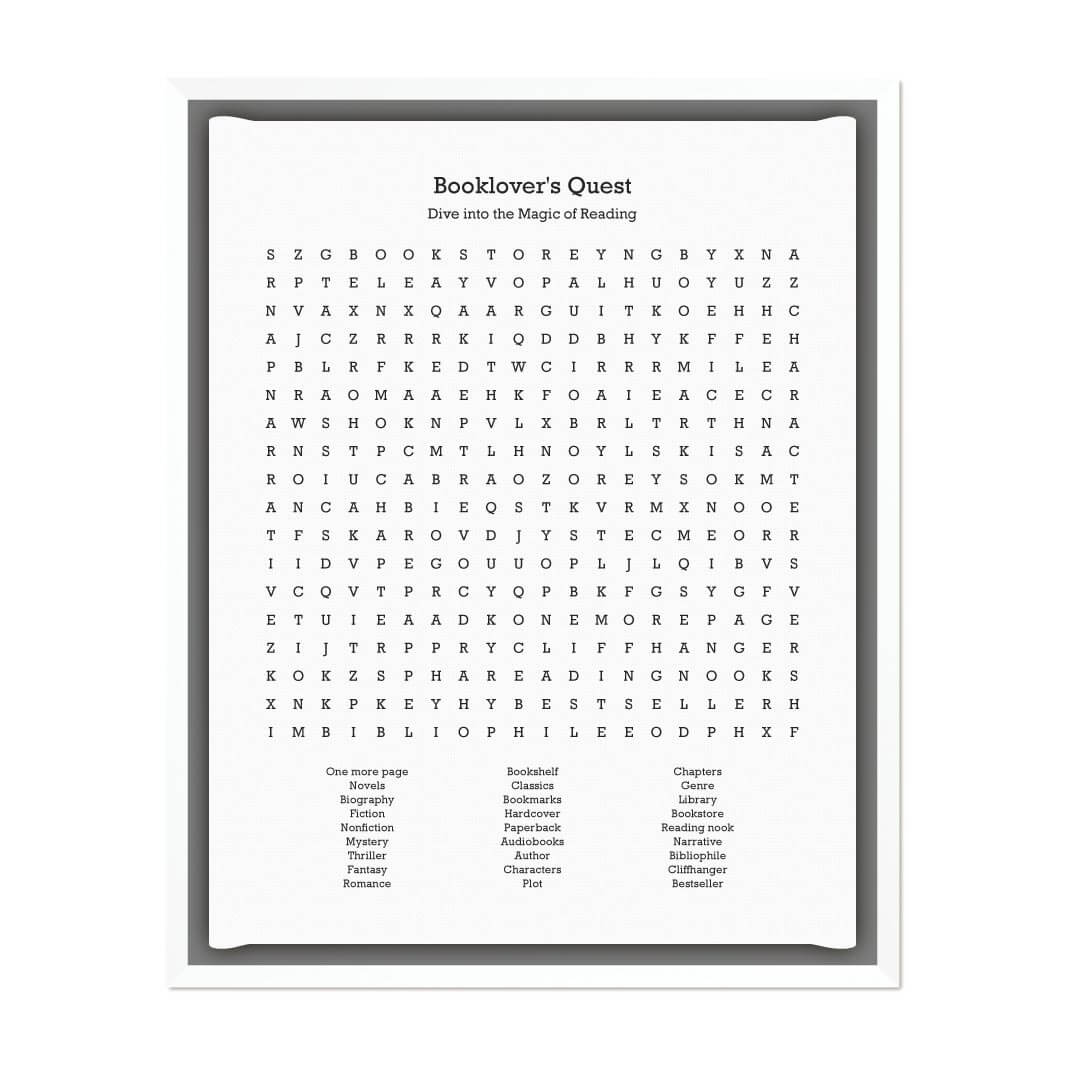 Custom Book Worm Word Search Art Print#color-finish_white-floater-frame