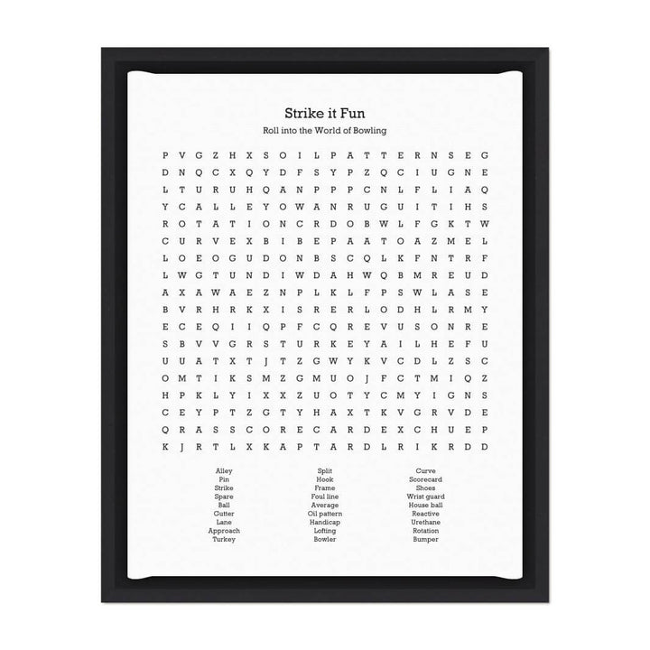 Custom Bowling Word Search Art Print#color-finish_black-floater-frame