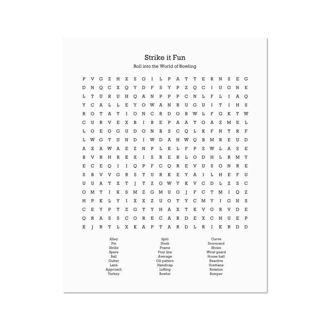 Custom Bowling Word Search Art Print#color-finish_unframed