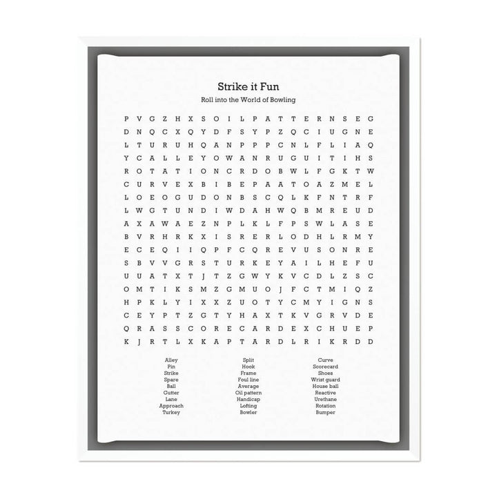 Custom Bowling Word Search Art Print#color-finish_white-floater-frame