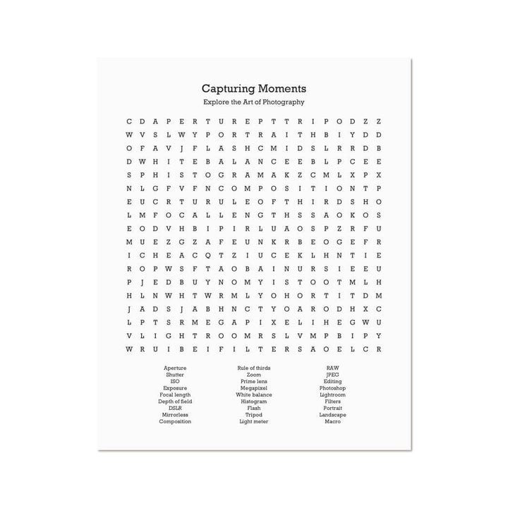 Custom Photography Word Search Art Print#color-finish_unframed
