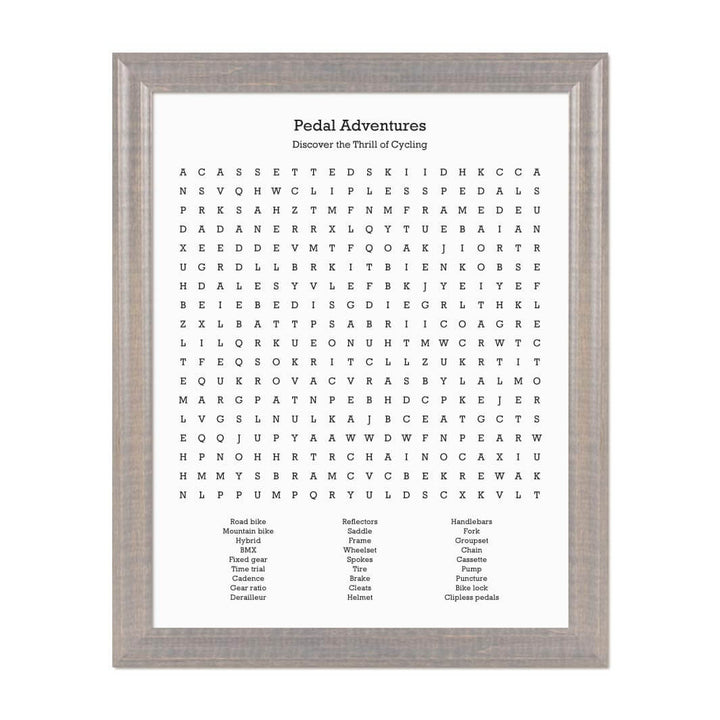 Custom Cycling Word Search Art Print#color-finish_gray-beveled-frame