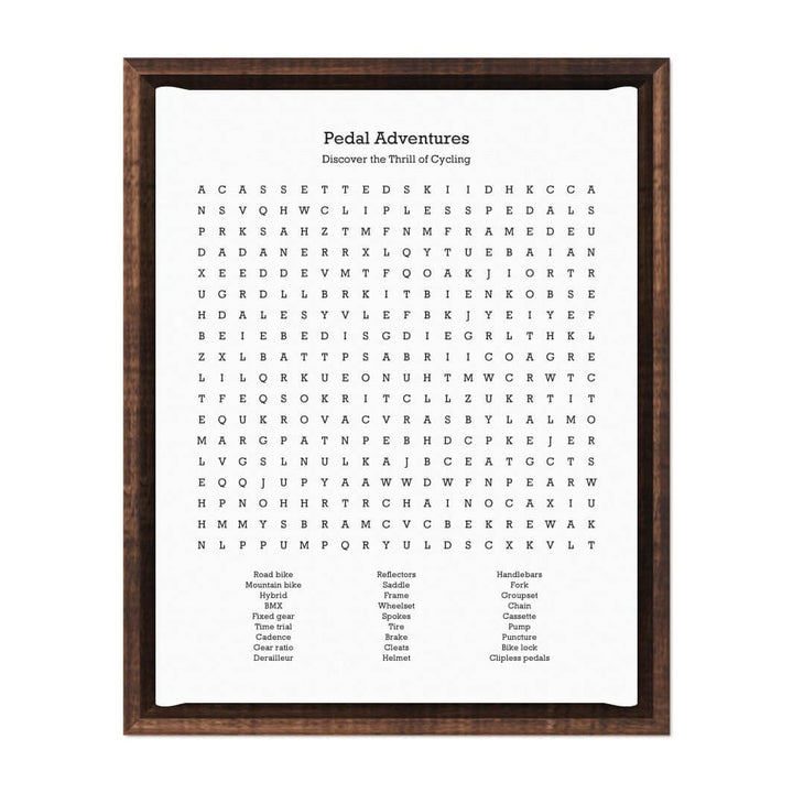 Custom Cycling Word Search Art Print#color-finish_espresso-floater-frame
