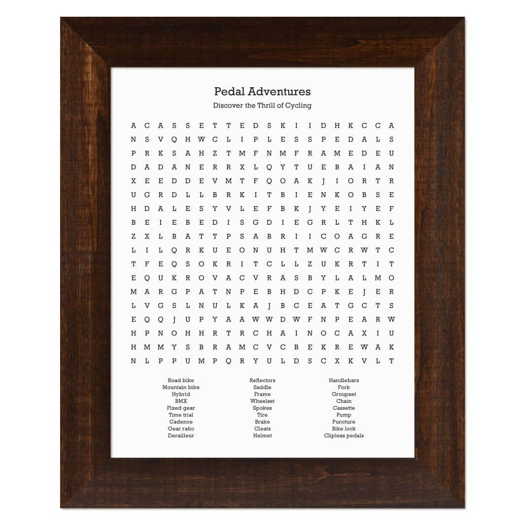 Custom Cycling Word Search Art Print#color-finish_espresso-wide-frame