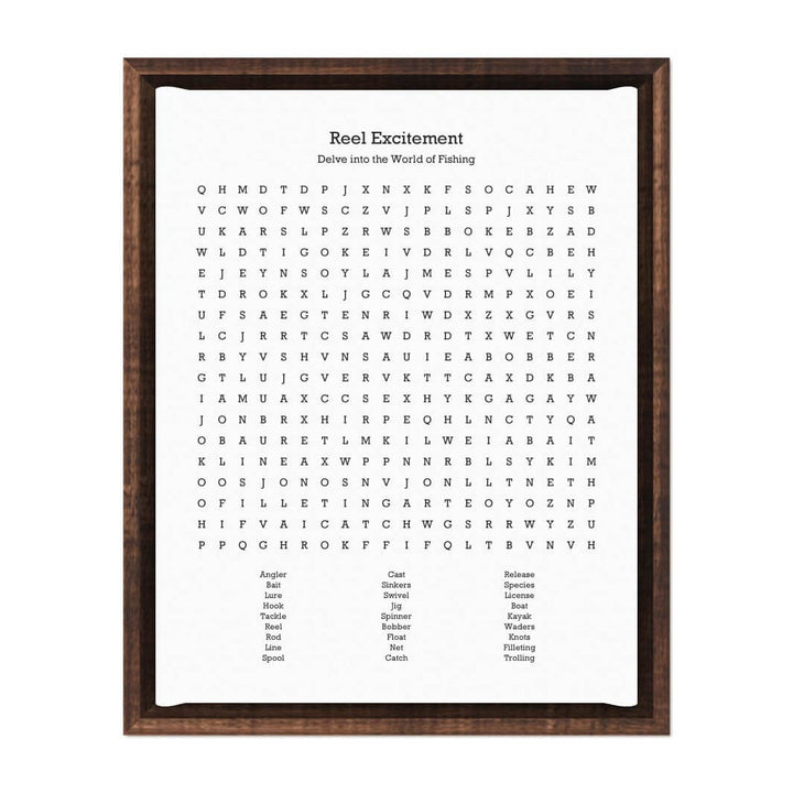 Custom Fishing Word Search Art Print#color-finish_espresso-floater-frame