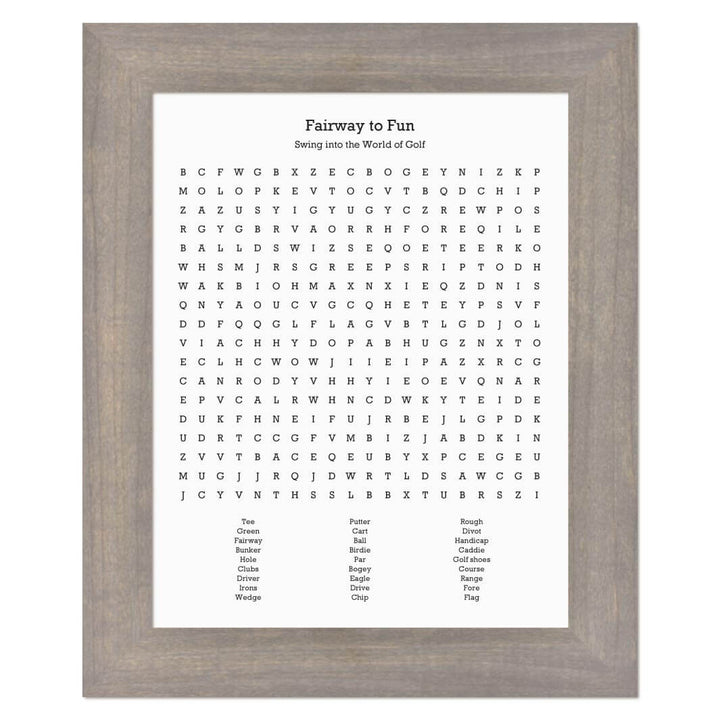 Custom Golfing Word Search Art Print#color-finish_gray-wide-frame