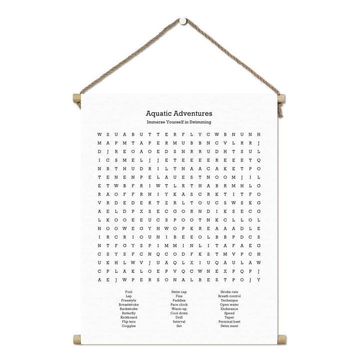 Custom Swimming Word Search Art Print#color-finish_hanging-canvas