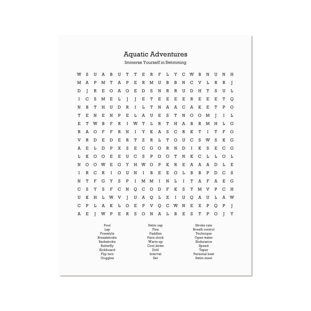 Custom Swimming Word Search Art Print#color-finish_unframed
