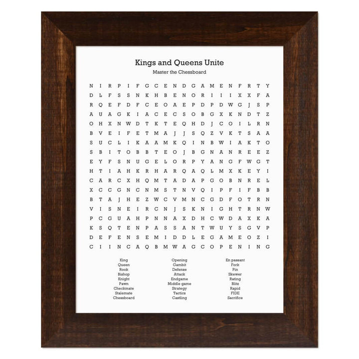Custom Chess Word Search Art Print#color-finish_espresso-wide-frame