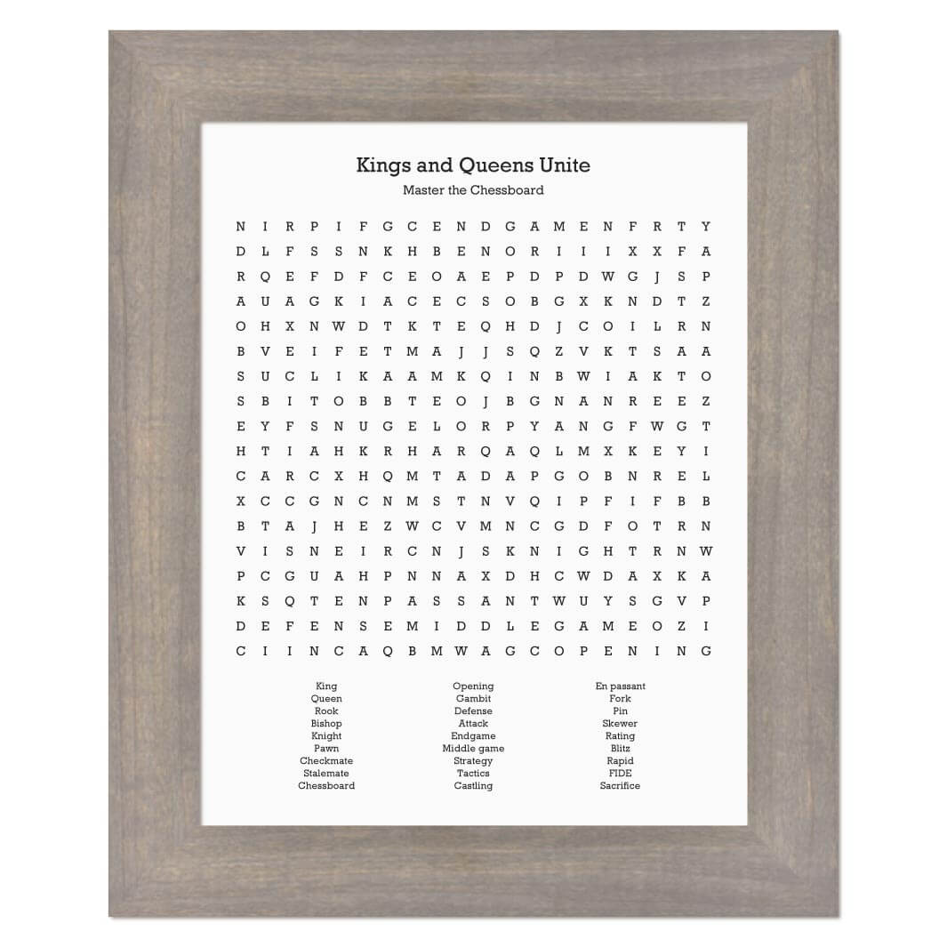 Custom Chess Word Search Art Print#color-finish_gray-wide-frame