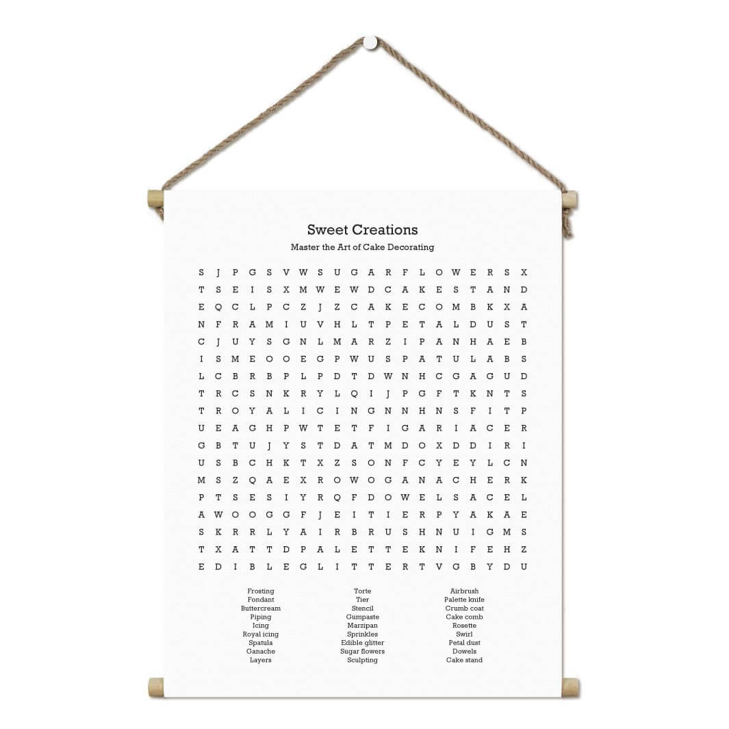 Custom Cake Decorating Word Search Art Print#color-finish_hanging-canvas