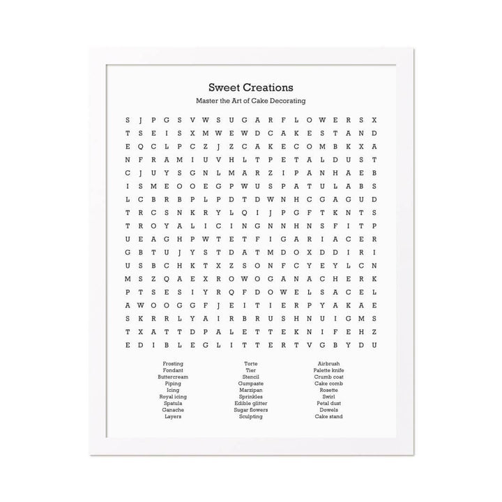Custom Cake Decorating Word Search Art Print#color-finish_white-thin-frame